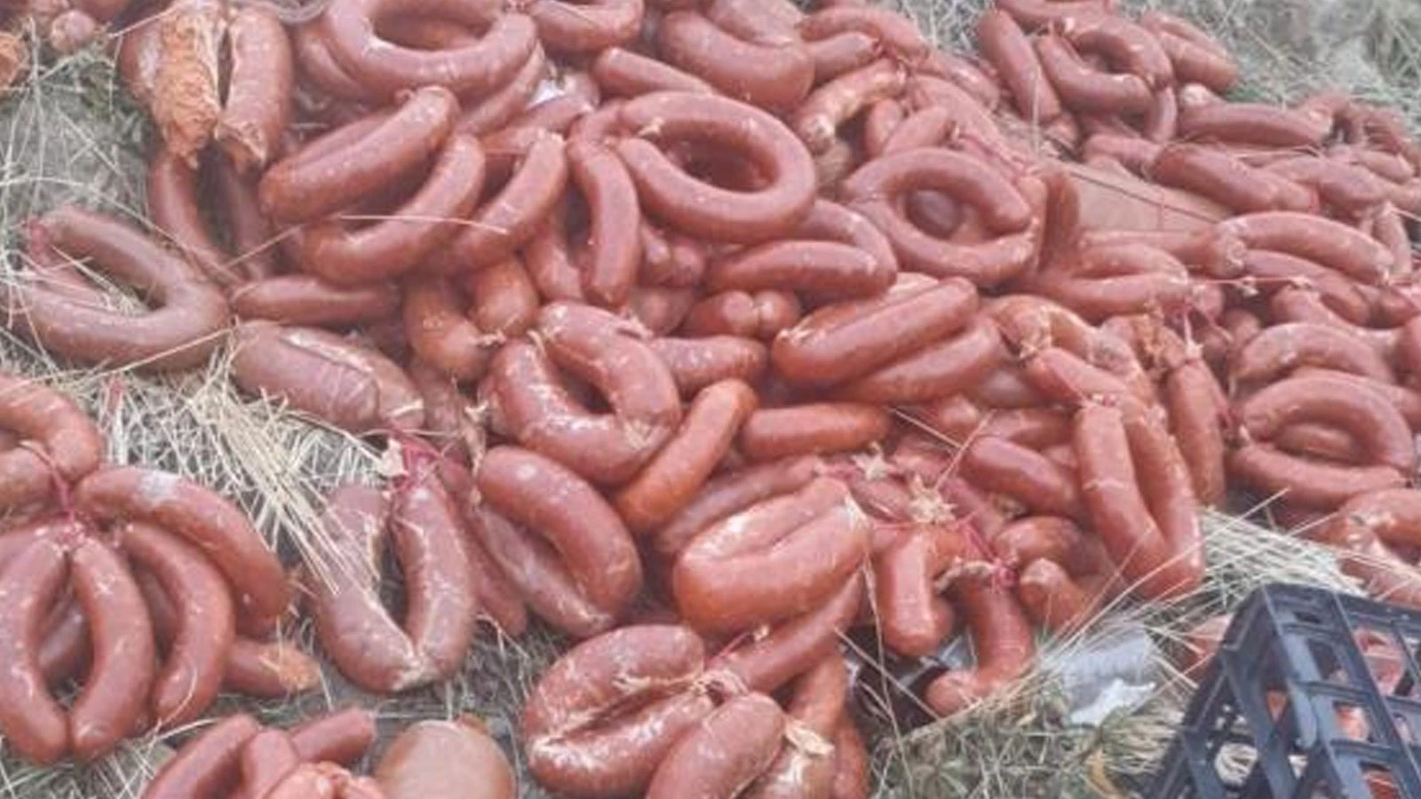 Yüzlerce kilo et ürünü boş araziye atıldı