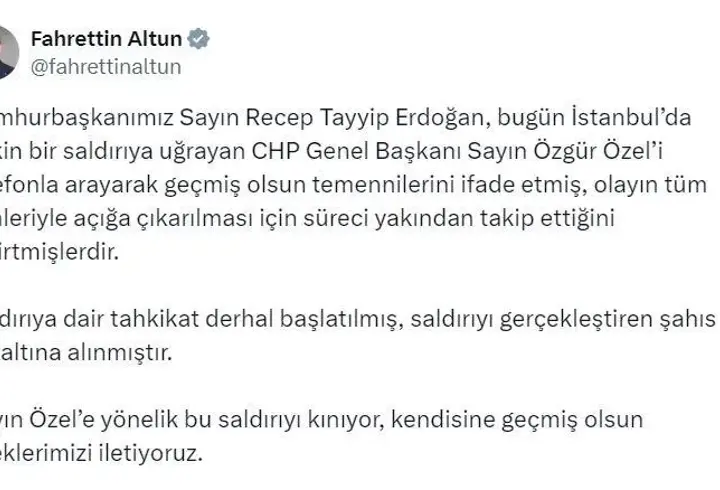 Cumhurbaşkanı Erdoğan'dan Özel'e 'geçmiş olsun' telefonu