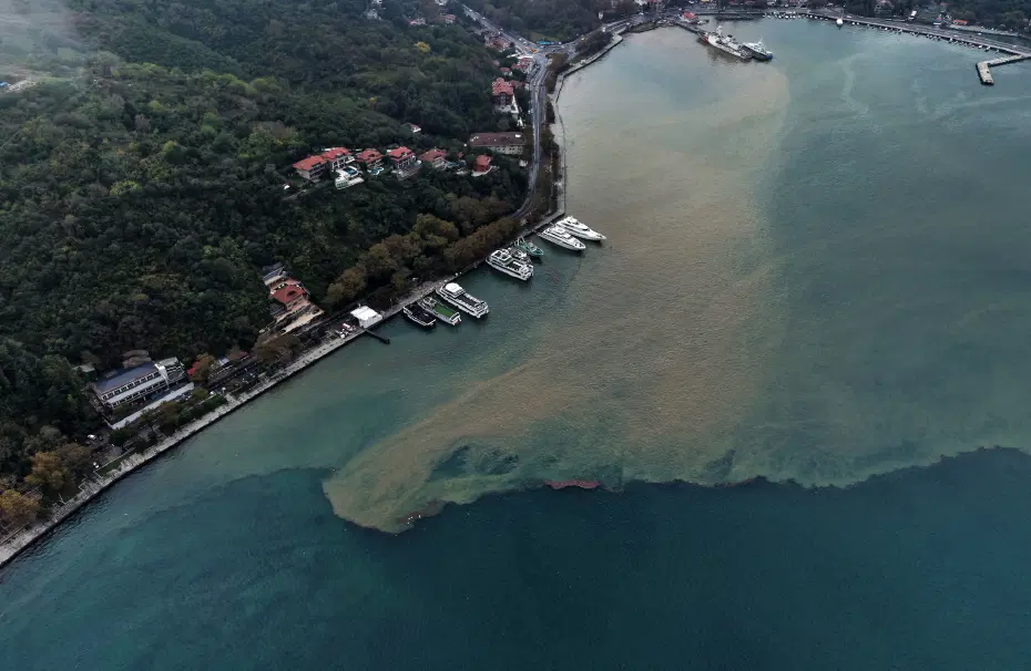 İstanbul'da yağmurun etkisiyle denizin rengi değişti