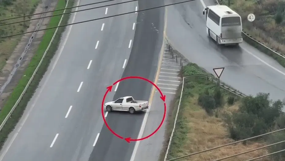 Otoyolda tehlike dolu an! Kaçmaya çalıştı, drone yakaladı
