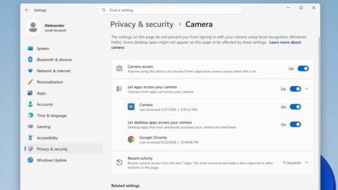Windows 11’e konum ve kamera için uygulama bazlı kontrol geliyor