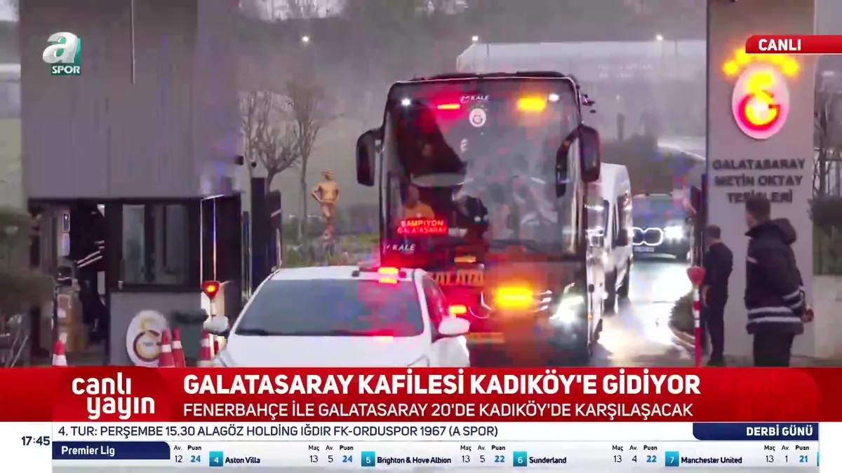 Galatasaray kafilesi Fenerbahçe maçı için yola çıktı | İZLE