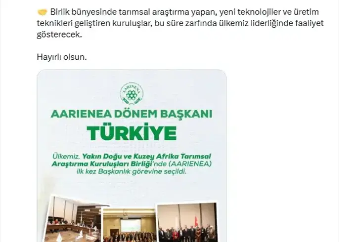 Bakan Yumaklı: Türkiye, AARIENEA’nde ilk kez Başkanlık görevine seçildi