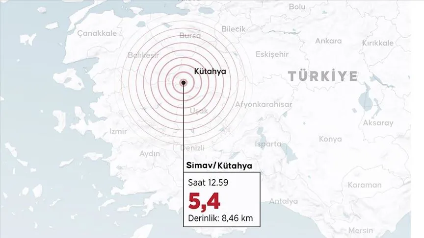 Kütahya'da 5,4 büyüklüğünde deprem meydana geldi