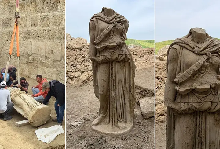 Laodikeia'da molozların arasından 2 metrelik Athena heykeli çıktı