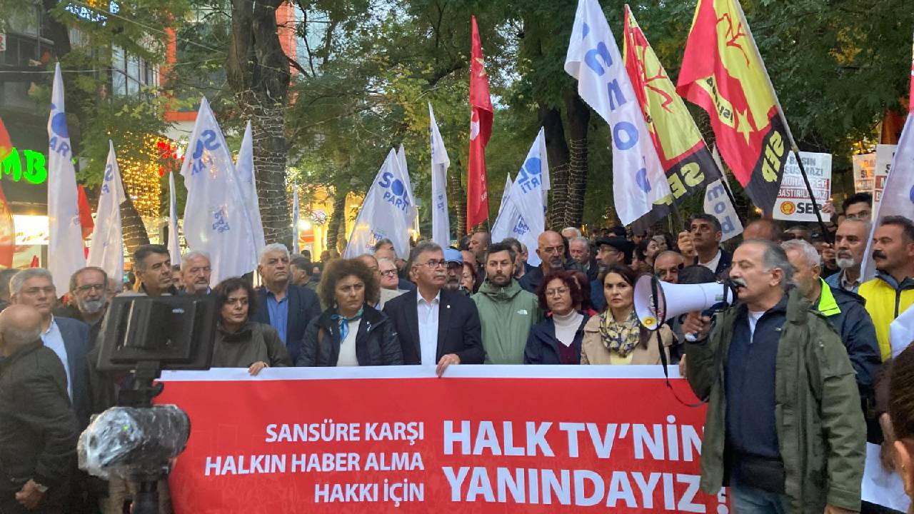 Halk TV için Ankara’da açıklama: “Özgür basın susturulamaz”