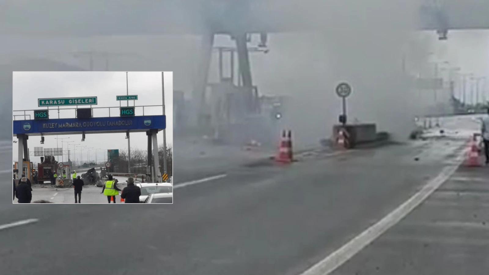 Otoyolda feci ölüm... Gişelere ok gibi saplandı, alev aldı!