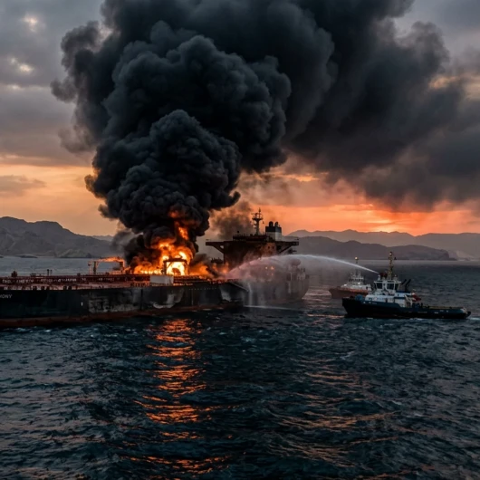 İran: Hürmüz Boğazı’nda Mayına Çarpan Dev Petrol Tankerinde Yangın Çıktı