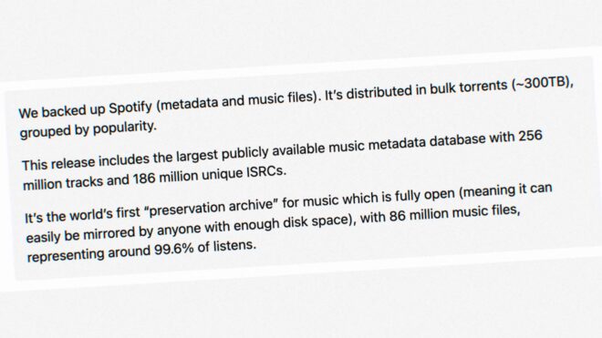 Anna’s Archive, Spotify’da yer alan neredeyse 300 TB’lık 86 milyon şarkıyı arşivledi