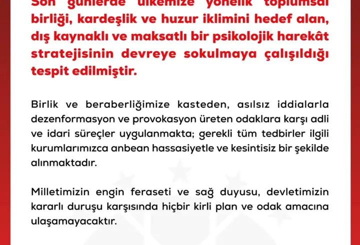 DMM: Dış kaynaklı ve maksatlı bir psikolojik harekat stratejisinin devreye sokulmaya çalışıldığı tespit edilmiştir