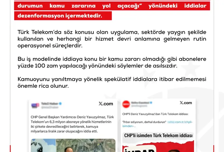 DMM: Türk Telekom’un hizmetlerinin özel şirketlere devredileceği iddiası dezenformasyon