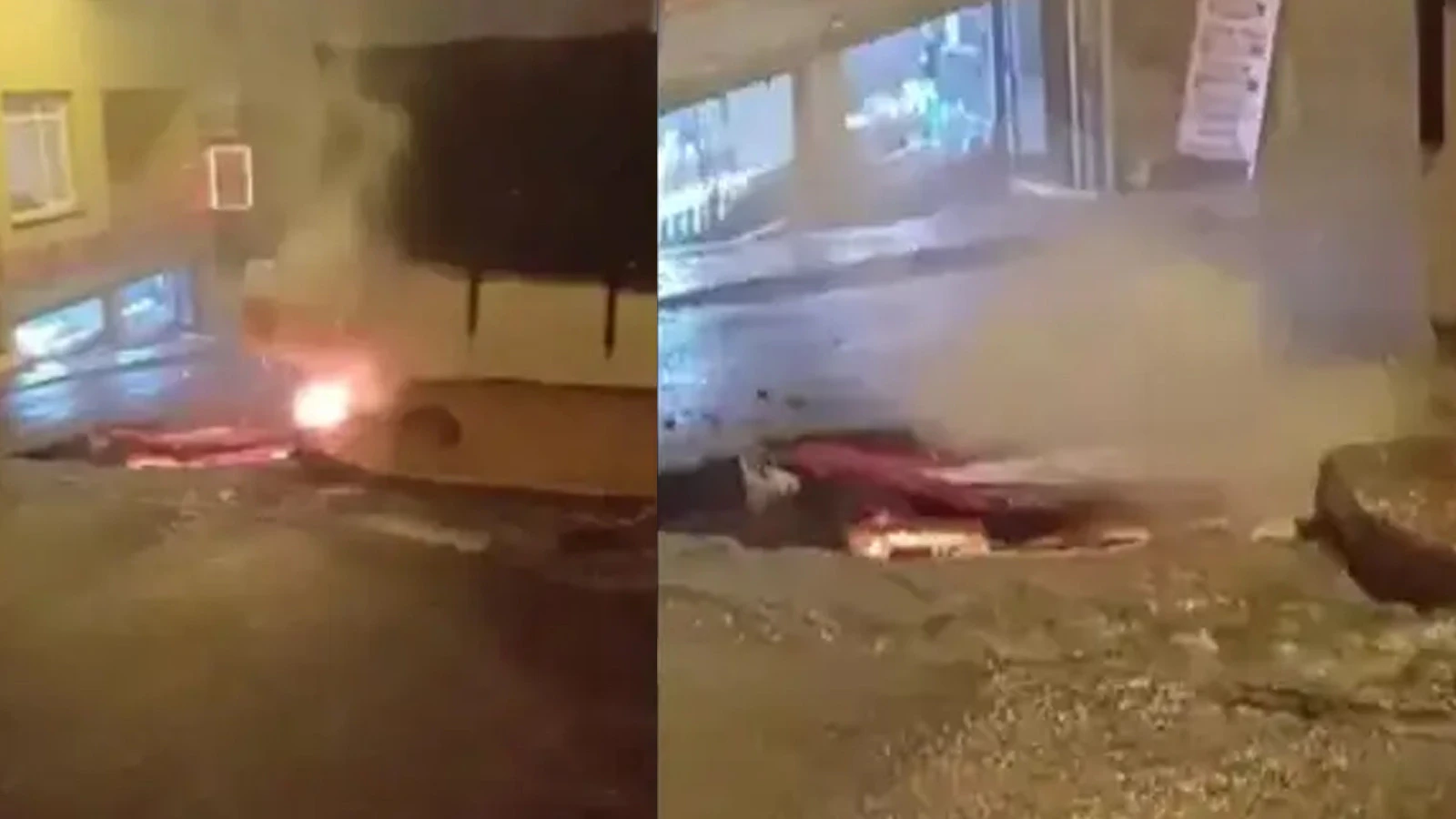 Beyoğlu'nda korkutan anlar: Yağmur suyunun temas ettiği elektrik kabloları alev alev yandı