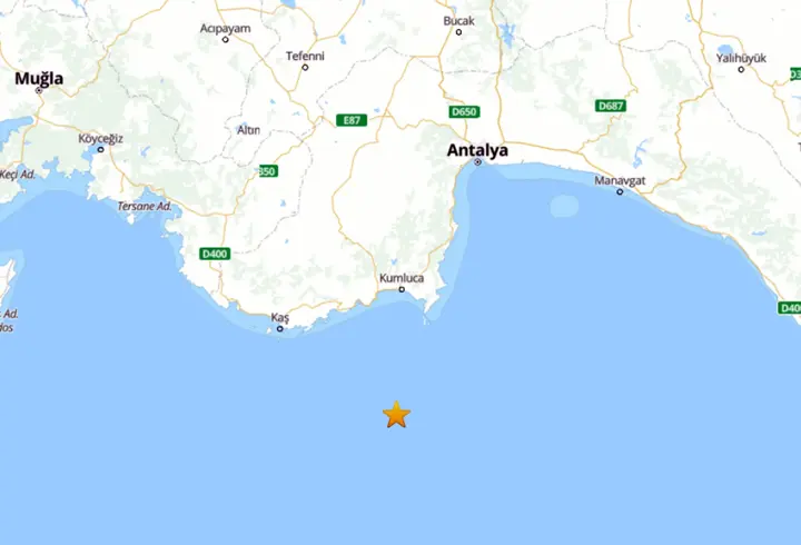 Antalya açıklarında 4.7 büyüklüğünde deprem