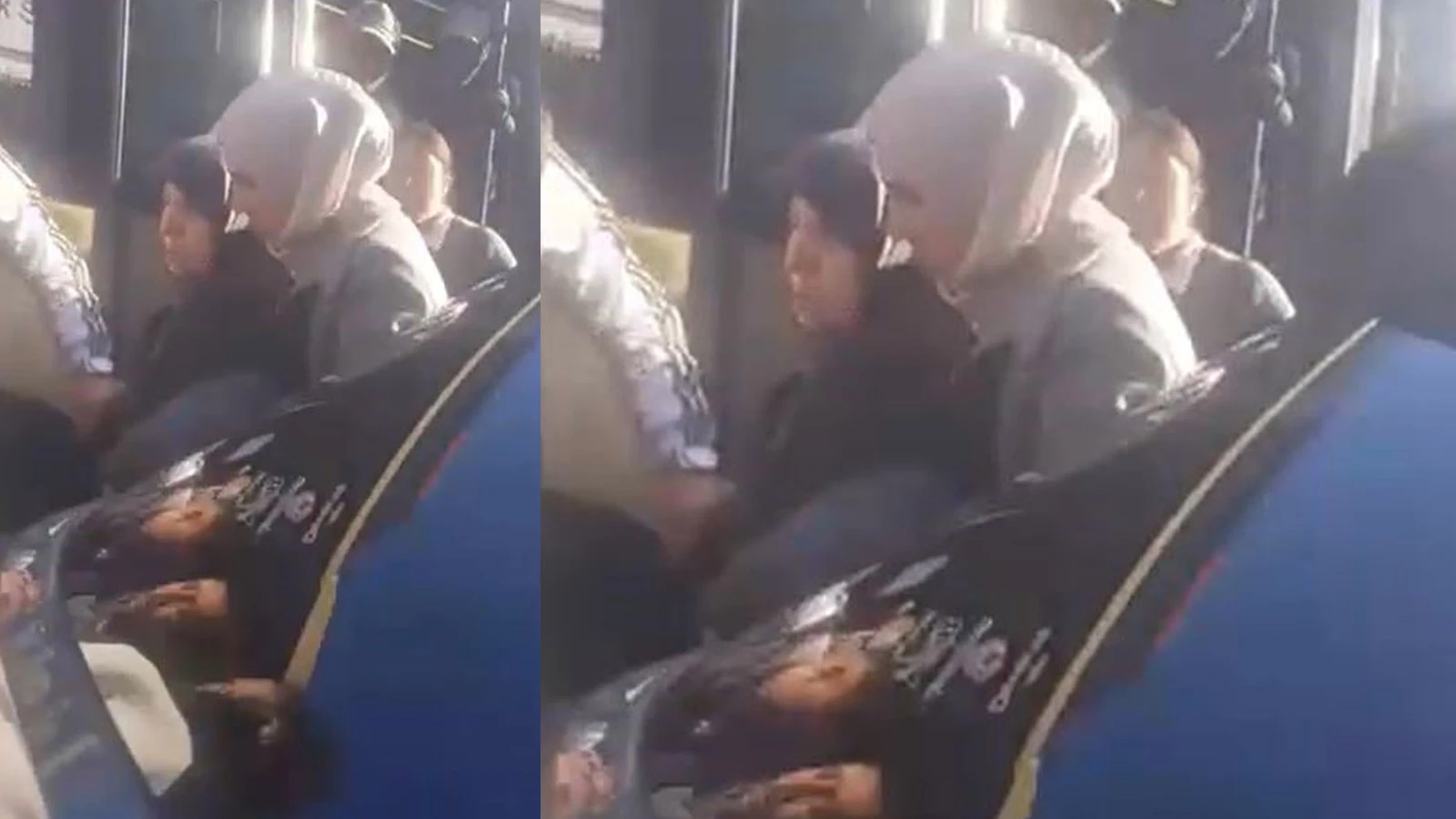 Yaşlı kadın, tıklım tıklım dolu minibüsten yola düştü