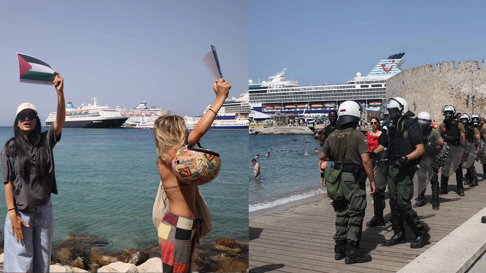İsrailli turistler, Rodos'ta protestolar yüzünden gemiden inemedi