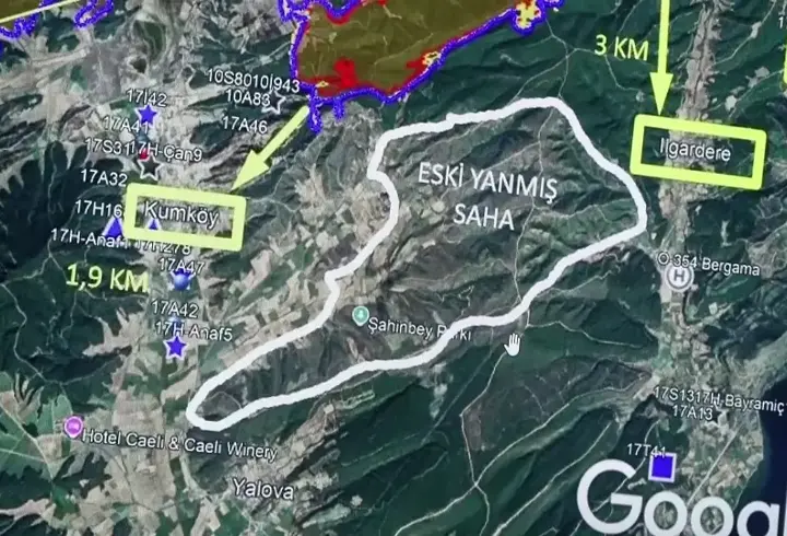 Çanakkale'deki yangın İHA ile adım adım takip edildi