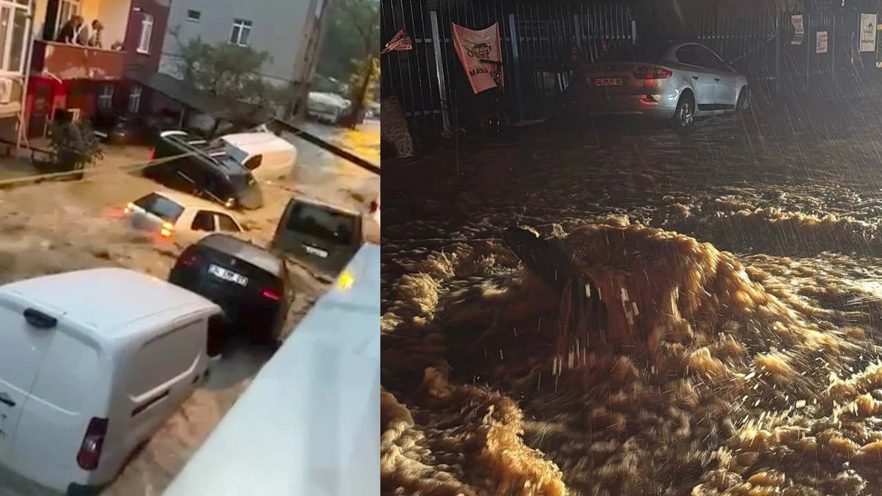 İstanbul’u sağanak vurdu: Yollar çöktü, dereler taştı, vatandaşlar mahsur kaldı, 1 can kaybı var