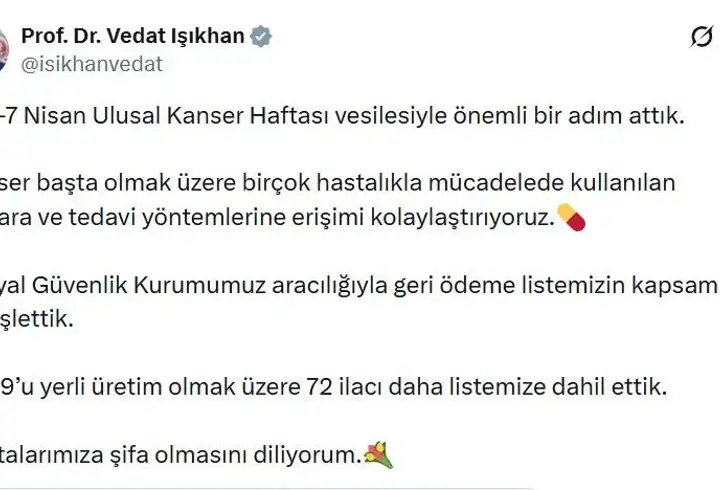72 ilaç geri ödeme listesine alındı