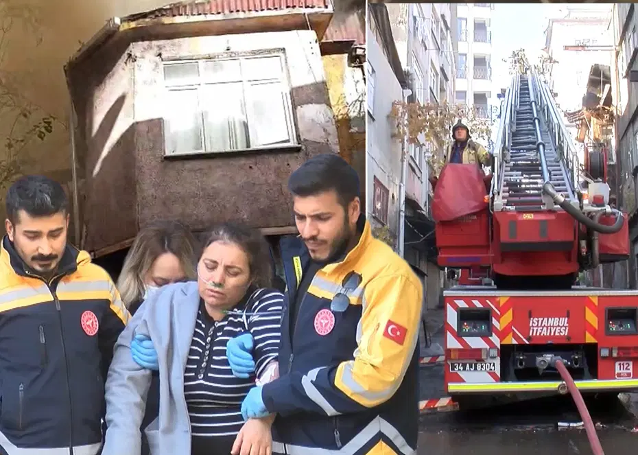 Şişli'de korku dolu anlar. Evinin yandığını görüp sinir krizi geçirdi
