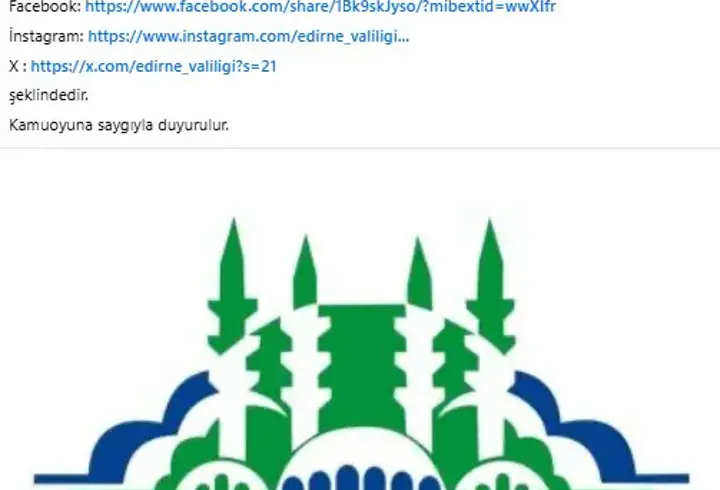 Edirne Valiliği’nden sahte sosyal medya hesabı uyarısı 