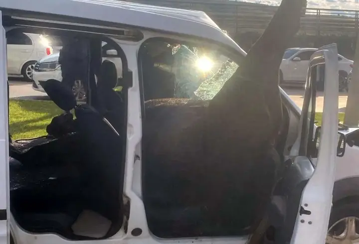 Gaziantep’te , yola fırlayan at polis aracına girdi