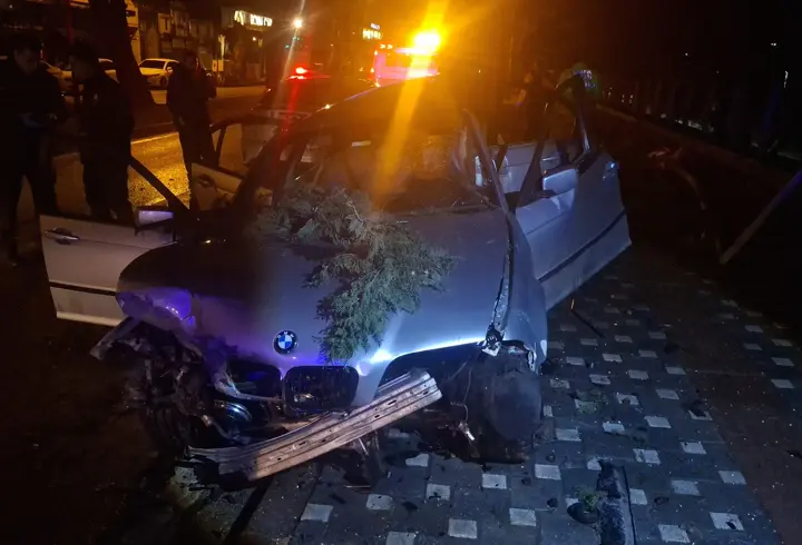 Bursa'da kontrolden çıkan otomobil ağaca çarptı: 2 ağır yaralı