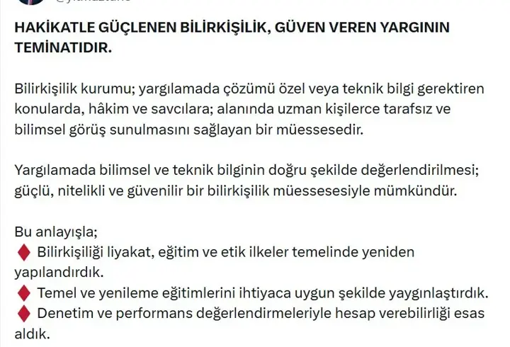 Bakan Tunç: Bilirkişilik başvuru süresini 16 Şubat'a kadar uzattık