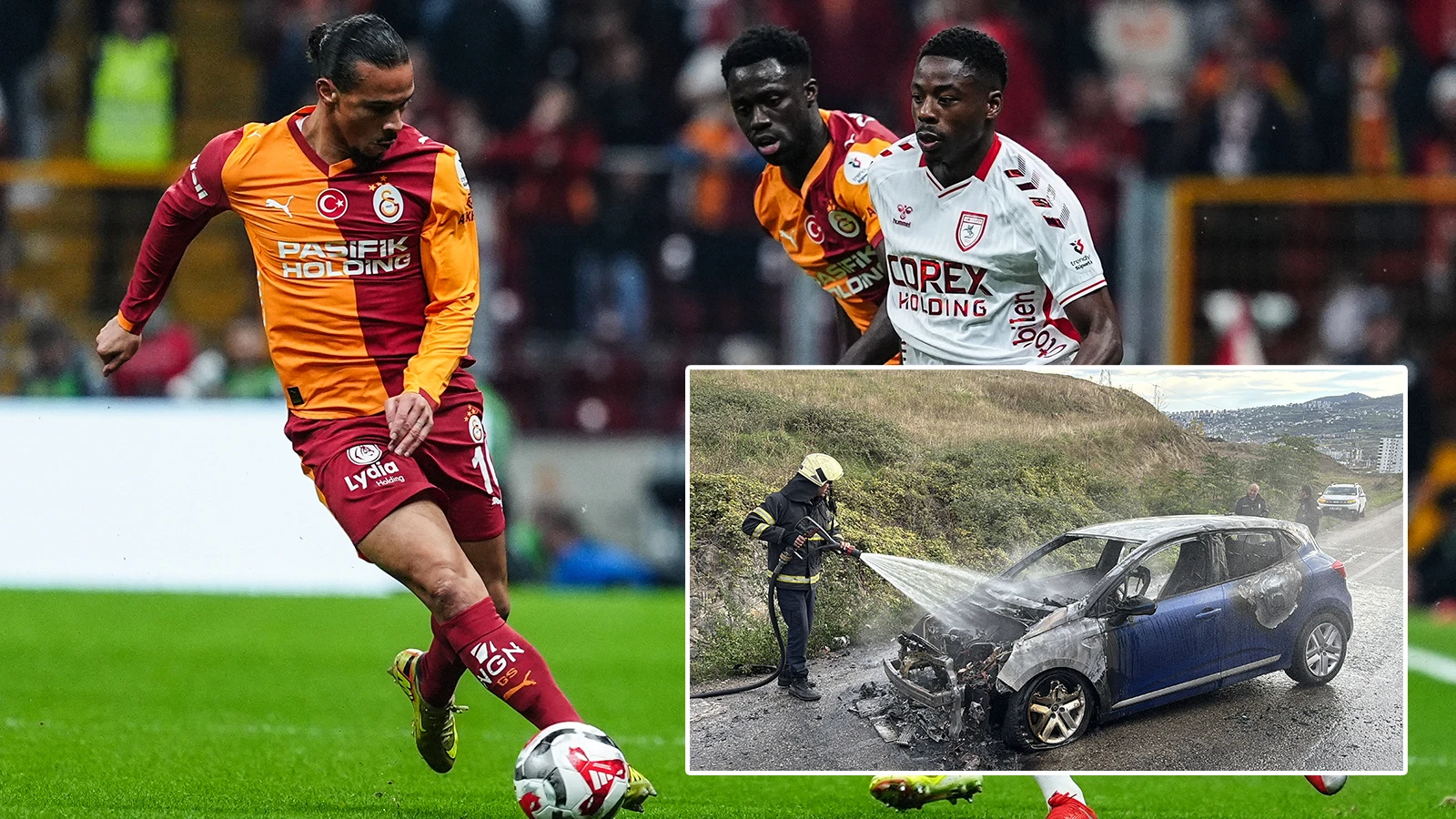 Yıldız futbolcunun otomobili yandı! Ailesiyle birlikte içindeydi...