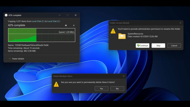 Windows 11’in dosya işlem kutuları da koyu mod desteğine kavuşuyor