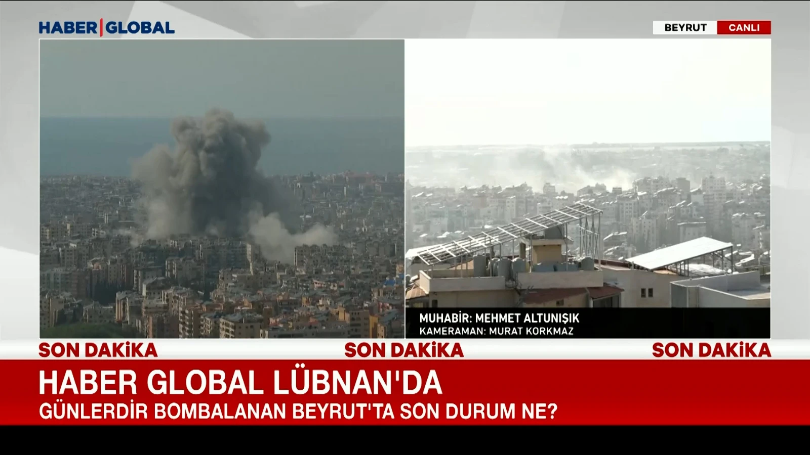 Haber Global canlı yayınında Beyrut vuruldu