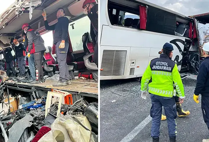 SON DAKİKA... Yolcu otobüsü, otoyolda TIR'a çarptı; 7 kişi can verdi