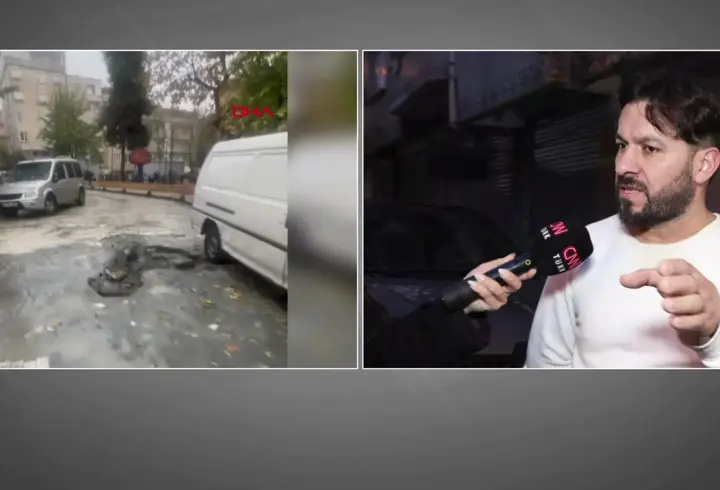 CNN TÜRK bölgede: Küçükçekmece’de yol çöktü, araçlar çukura düştü!