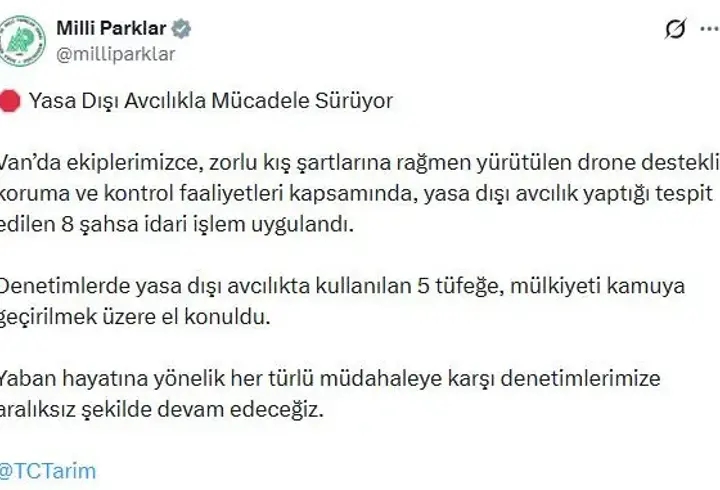 Van'da yasa dışı avcılık denetimi; 8 kişiye işlem yapıldı