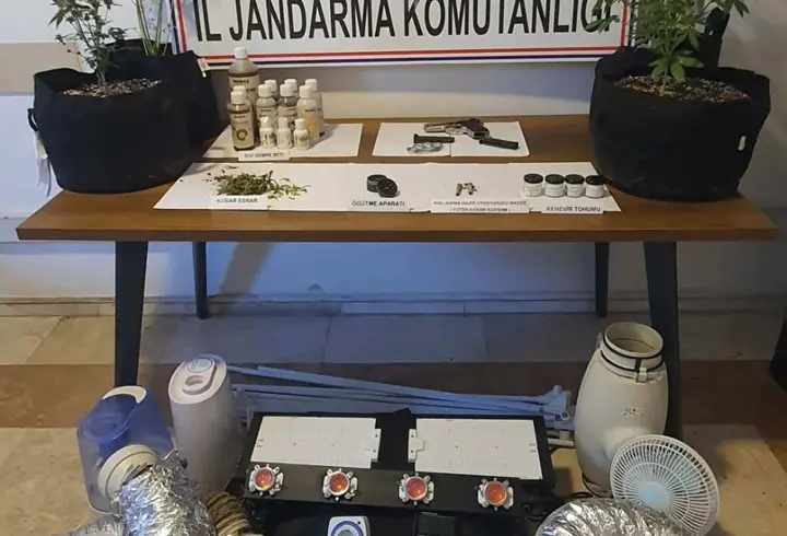 Evde iklimlendirme sistemiyle uyuşturucu yetiştiren 2 şüpheliye gözaltı