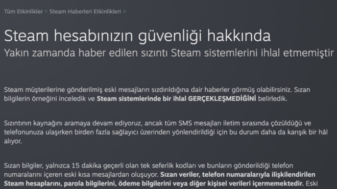 Valve: “Steam’in sistemlerinde herhangi bir ihlal gerçekleşmedi”