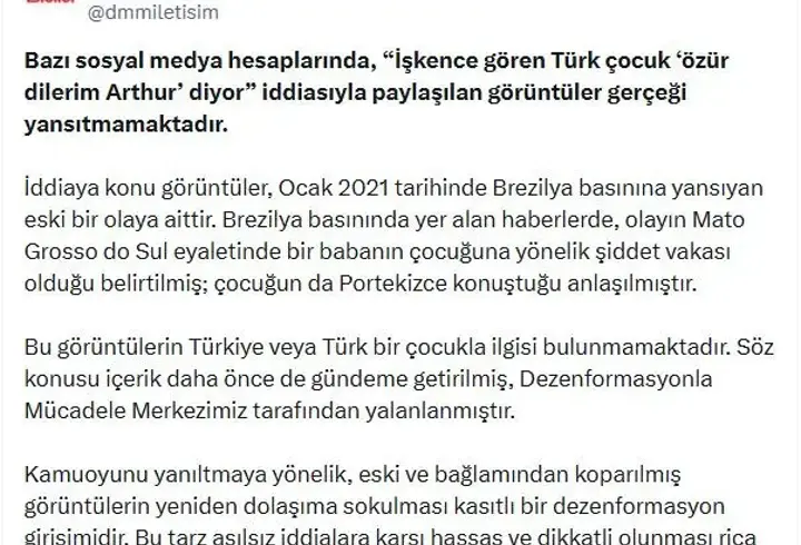 DMM'den 'İşkence gören Türk çocuğu' iddiasına ilişkin açıklama