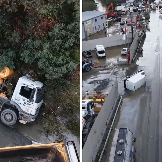 İstanbul'daki Sel Felaketinin Boyutu Havadan Görüntülendi: Ayazağa'da Araçlar Sürüklendi