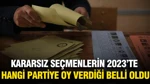 Kararsız seçmenlerin 2023'te hangi partiye oy verdiği belli oldu