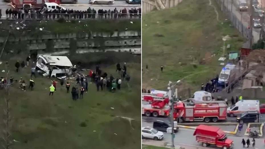 Esenyurt'ta servis aracı şarampole yuvarlandı. Ölü ve yaralılar var