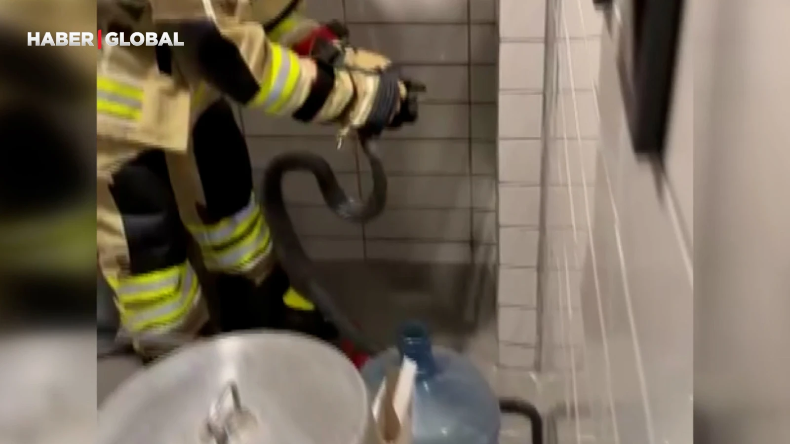 Petrol istasyonunda görülen 2,5 metre uzunluğundaki yılan akılları aldı