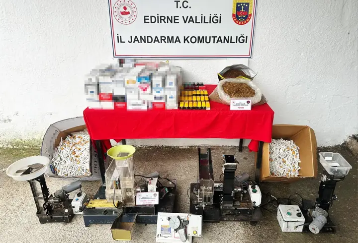 Edirne’de kaçak sigara imalathanesine çevrilen eve operasyon; 1 gözaltı 