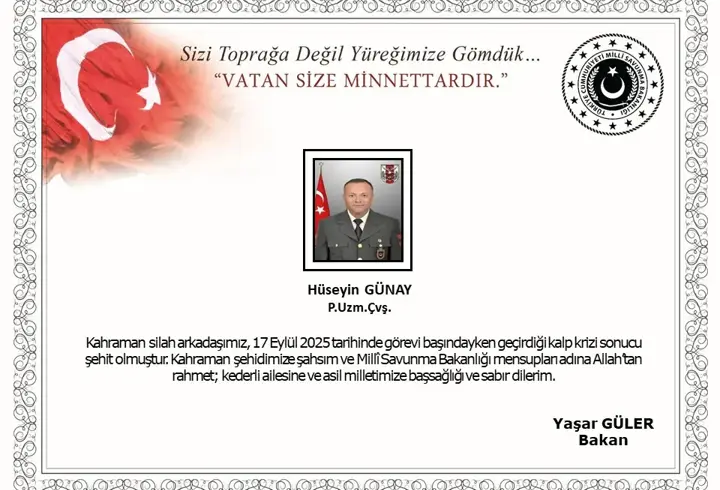 Görevi başında kalp krizi geçiren uzman çavuş şehit oldu