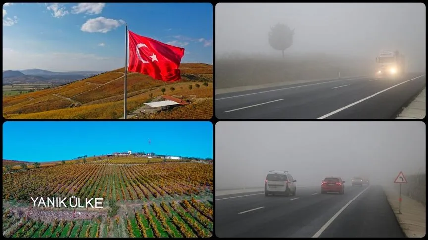 Yanık Ülke'de sonbahar renkleri, Tekirdağ'da sis etkili oldu