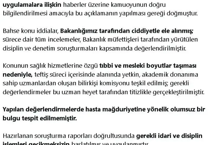 Bakanlıktan, 'Muğla Eğitim ve Araştırma Hastanesi' hakkındaki iddialara ilişkin açıklama