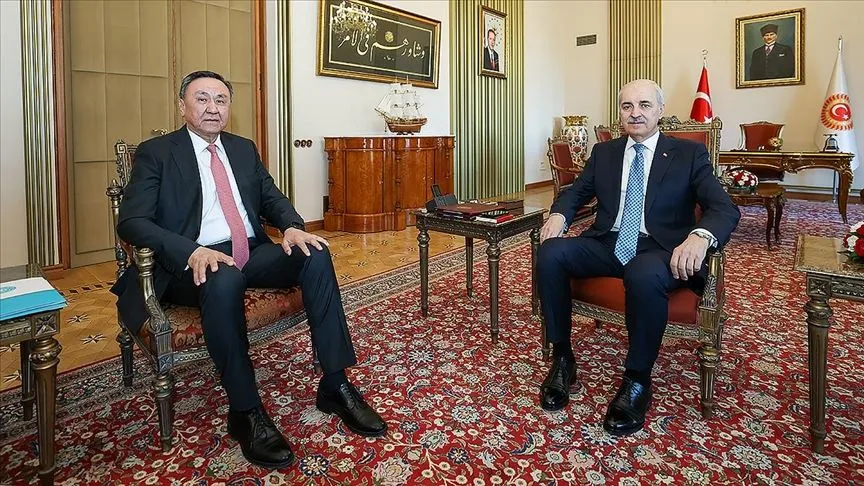 TBMM Başkanı Kurtulmuş, TDT Genel Sekreteri Ömüraliyev'i kabul etti