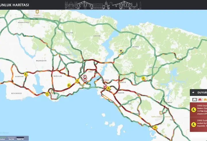 İstanbul - İstanbul'da trafik yoğunluğu yüzde 90'a ulaştı