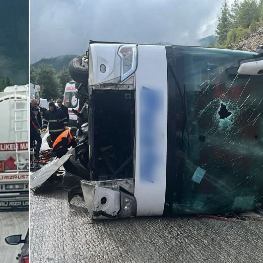 Antalya Kara Yolunda Yolcu Otobüsü Devrildi: 1 Can Kaybı 7 Yaralı