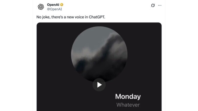 20 milyon ücretli aboneye ulaşan ChatGPT için yeni ses seçeneği geldi: “Monday”