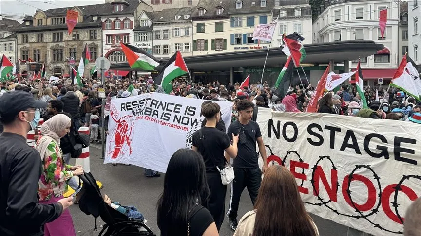 İsrail'in Eurovision'a katılması ve Gazze'deki soykırımı Basel'de protesto edildi