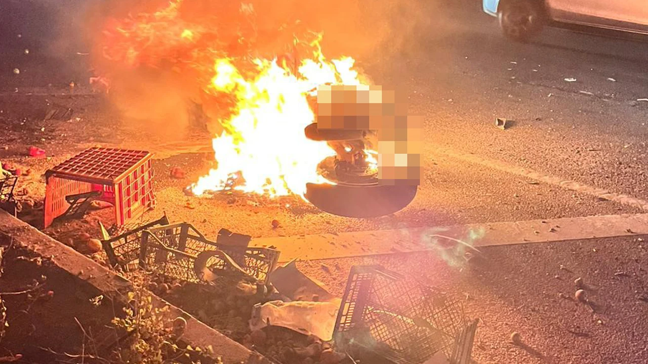 Motosiklet alev topuna döndü, sürücü yanarak can verdi